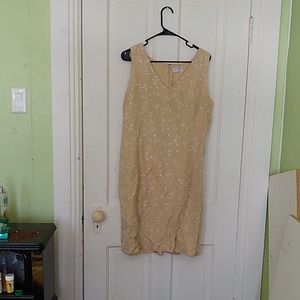 Anne Taylor Loft Tan Embroidered Mini Dress